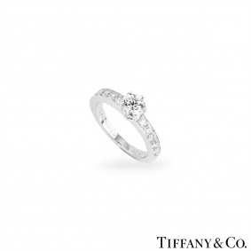Tiffany & Co. Platinum Round Brilliant Cut Diamond Setting Ring 0.51ct G/VS1